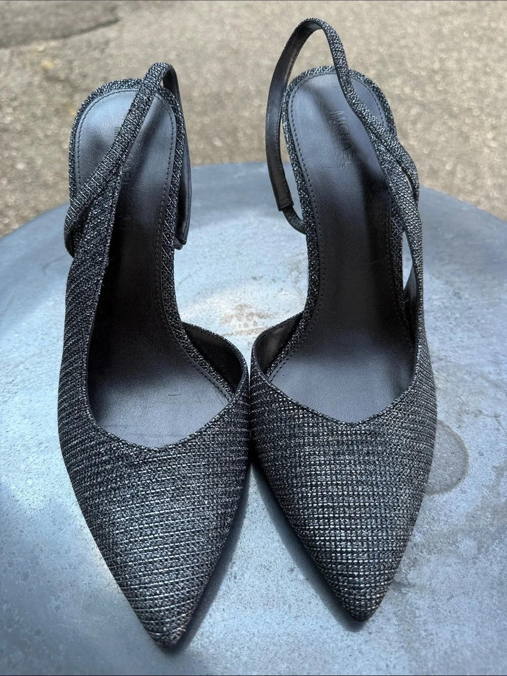 Women's  Silver  Pointed Toe Slingback Heels